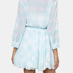 Gingham Print L/s Beach Dress